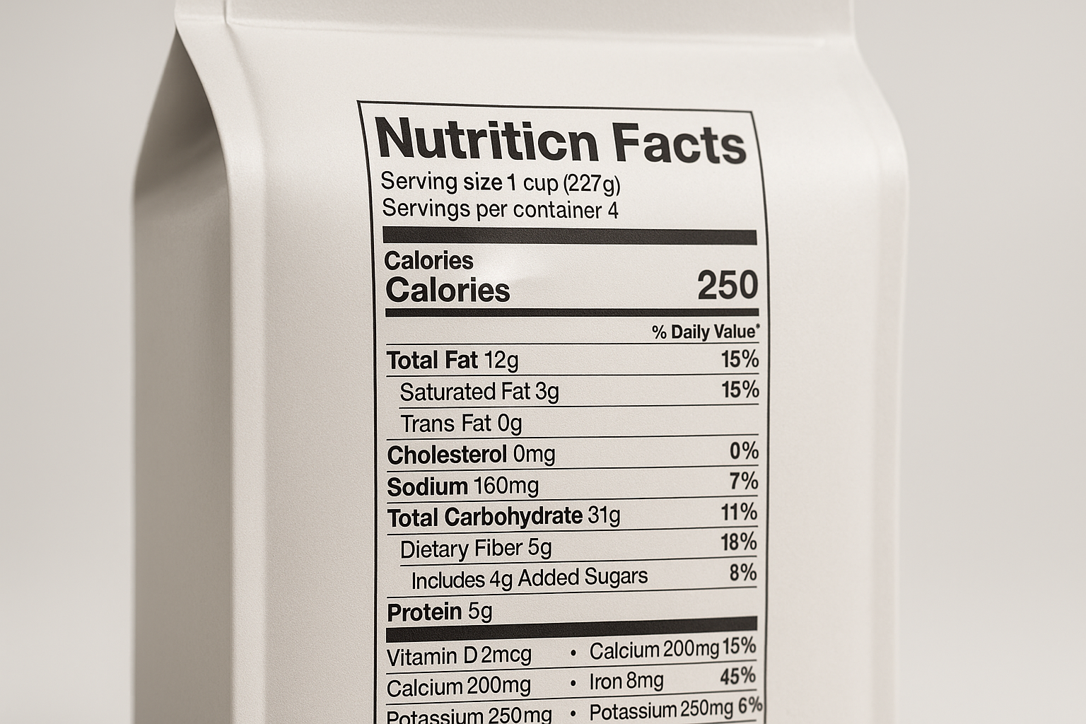 Food and Drug Administration Nutrition Facts